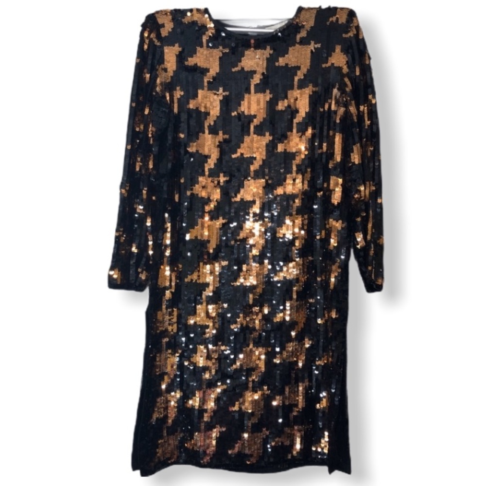 Vintage Black and Gold Sequin Mini Dress